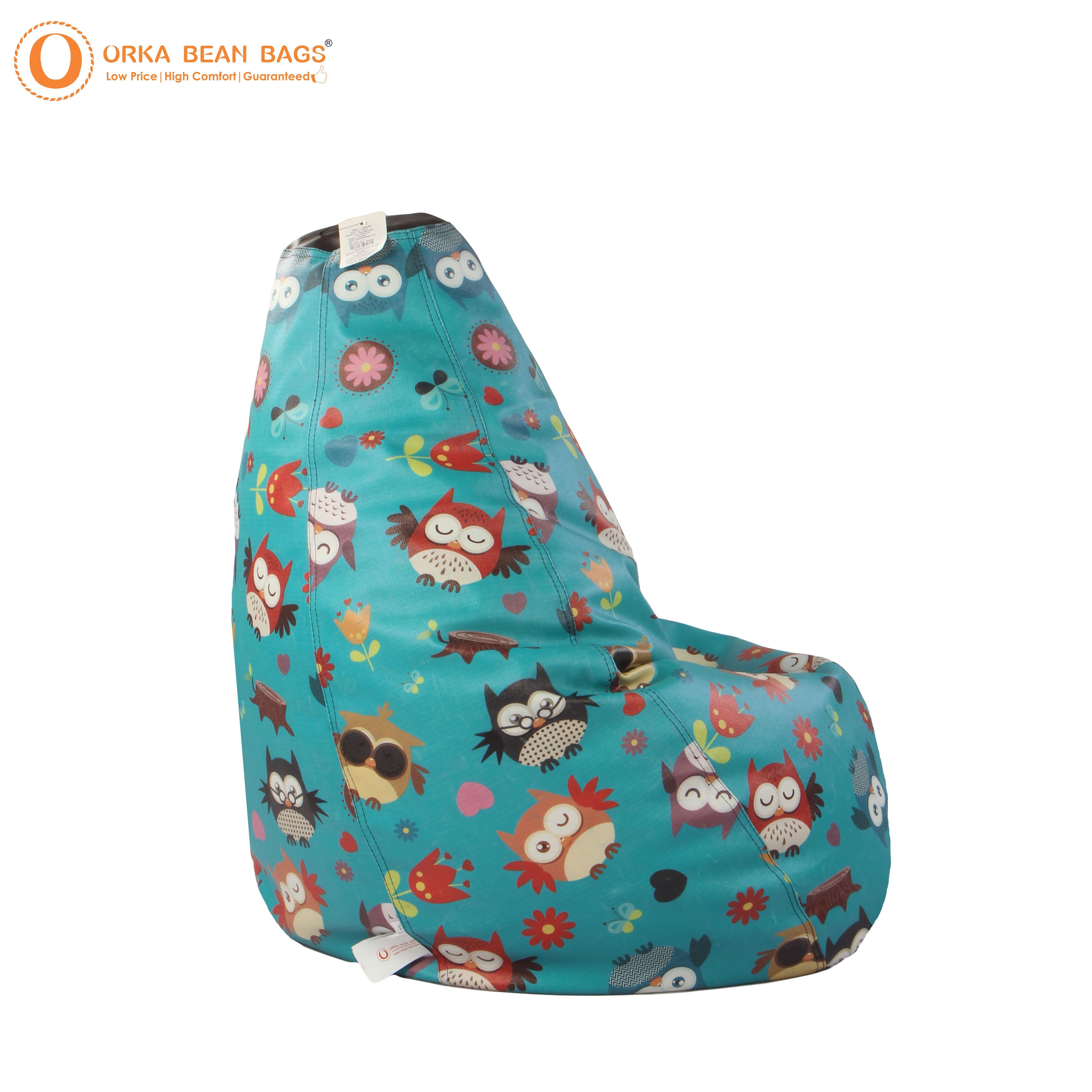 Orka Digital Printed Owl Screenprint XXXL Bean Bag Filled With Beans